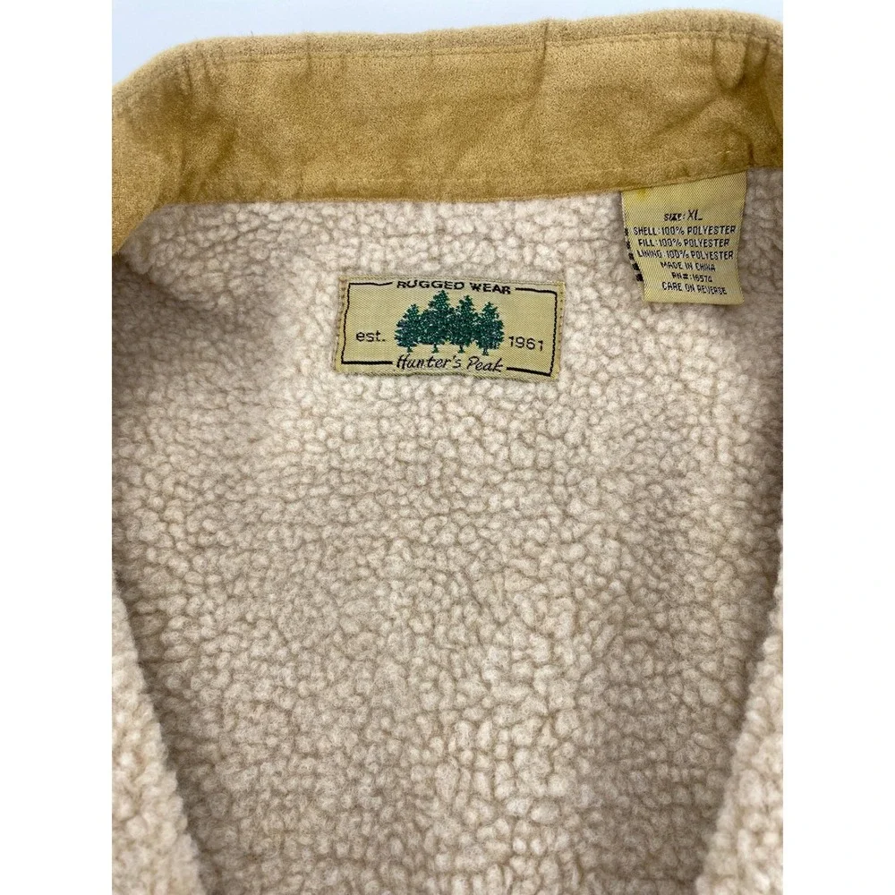 Rugged Wear Hunter's Peak Shirt Jacket XL Tan Excellent Sherpa Lined Faux Suede